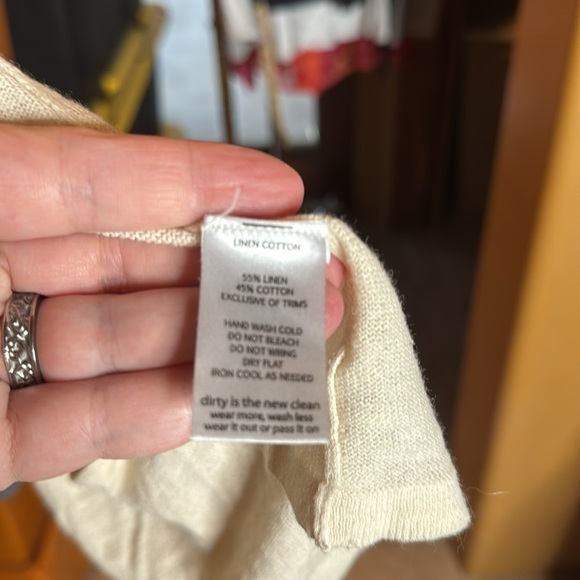 Toad & Co Linen Blend Postcard Cardigan Long Sleeve Size XL White Grey - Picture 9 of 9